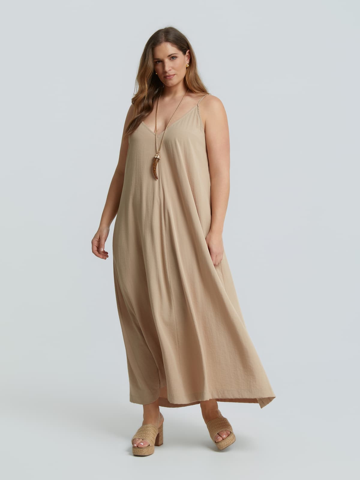 Women's Maxi Dresses Mat Fashion Beige