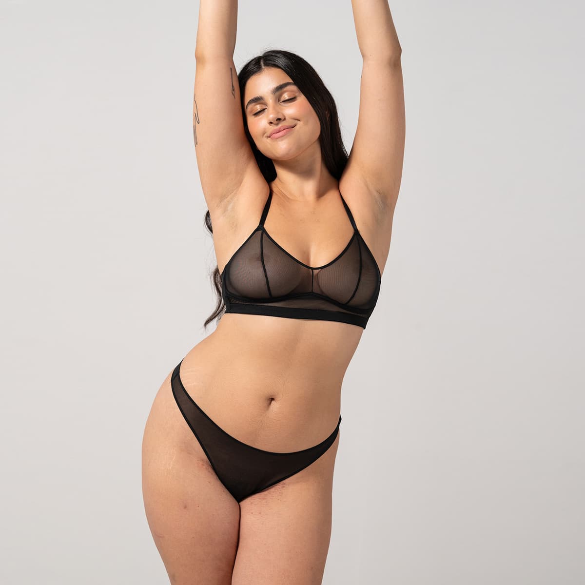 Σουτιέν Balconette Διχτυωτό Μαύρο