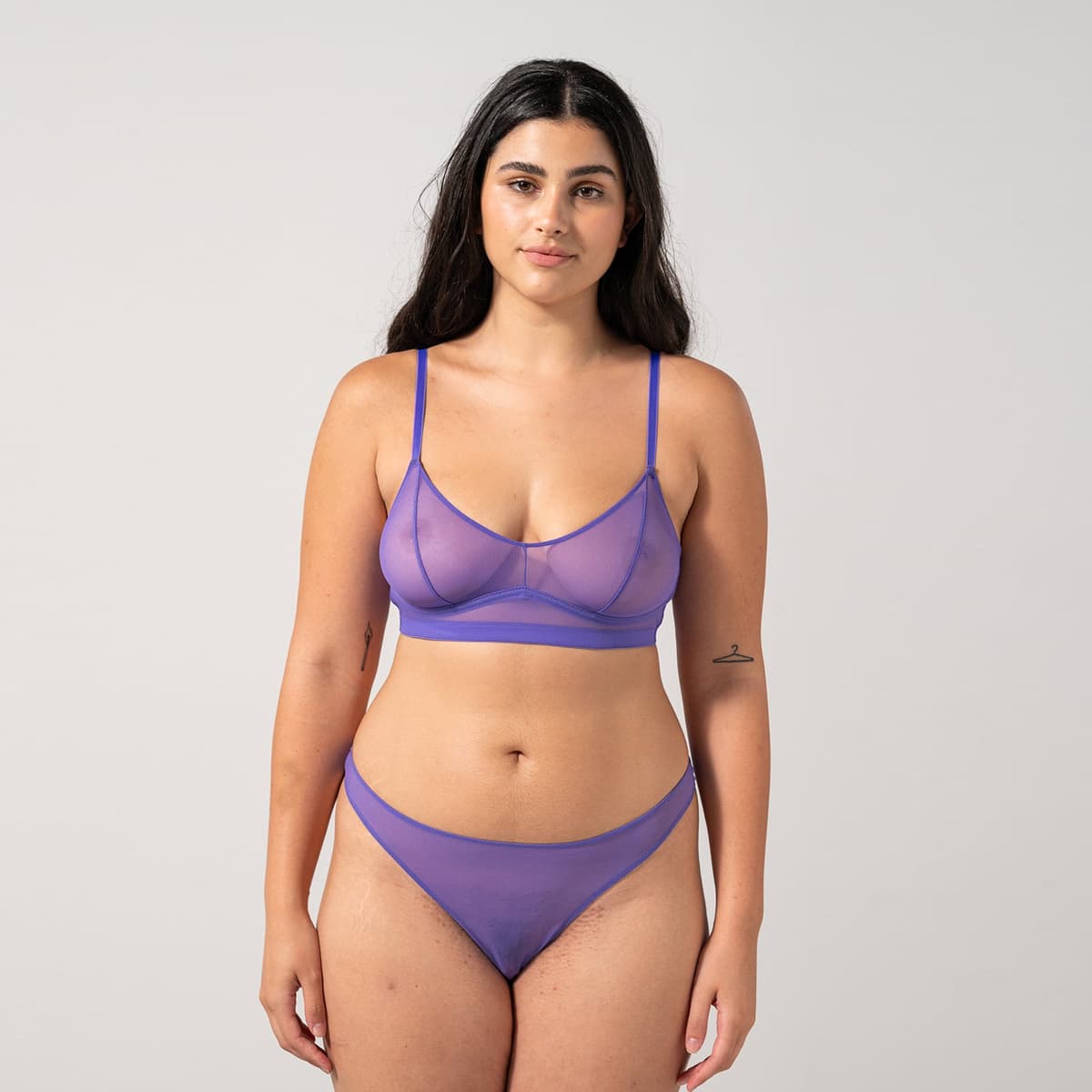 Σουτιέν Balconette Διχτυωτό Λιλά