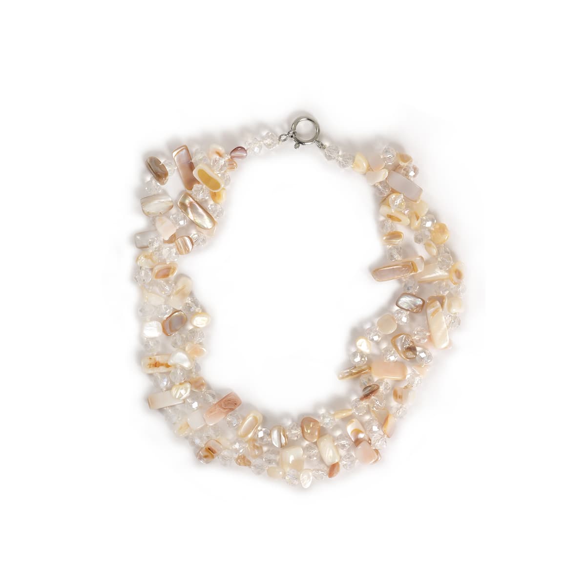 Κολιέ πολλαπλών σειρών με εκρού πέτρες