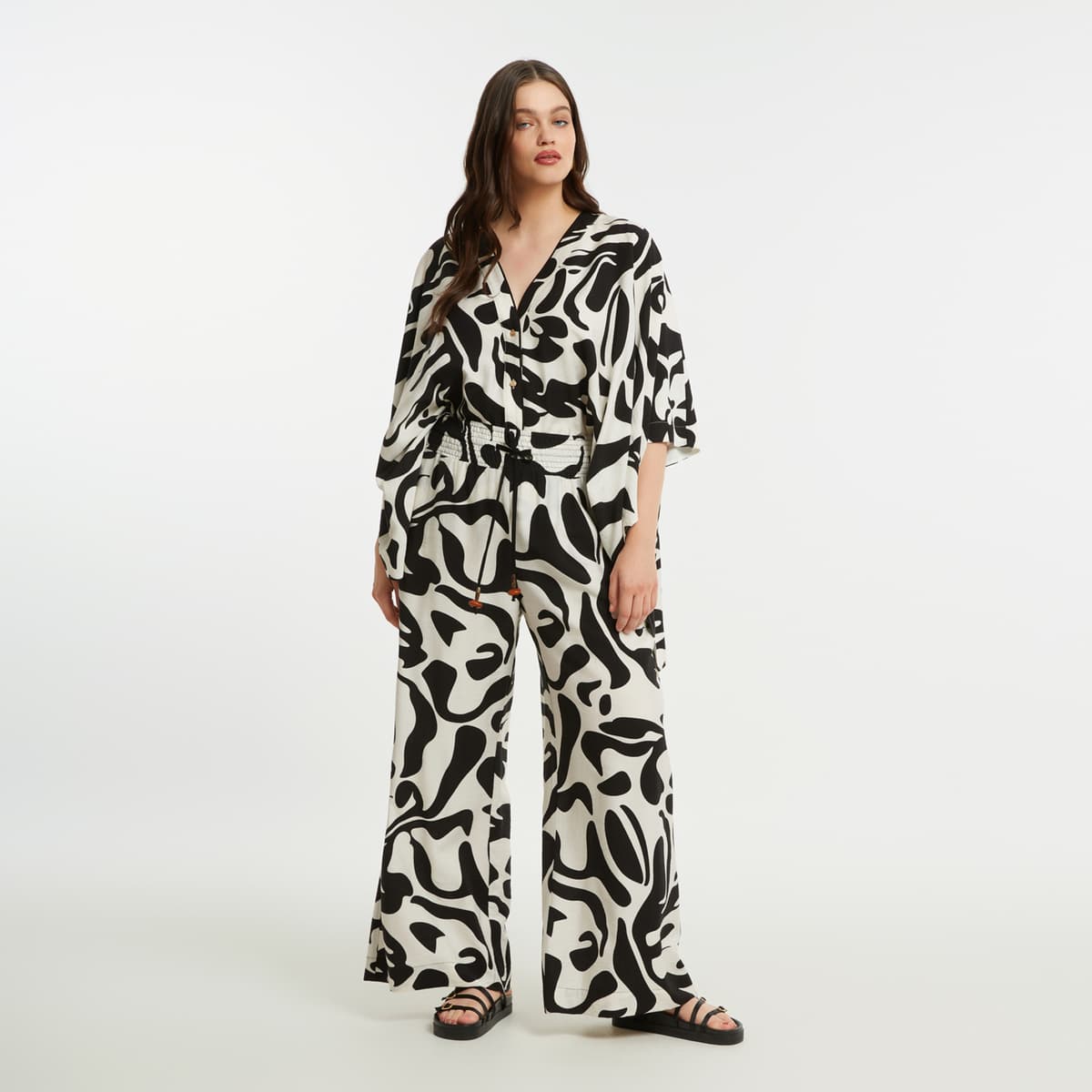 Παντελόνα βισκόζη εμπριμέ