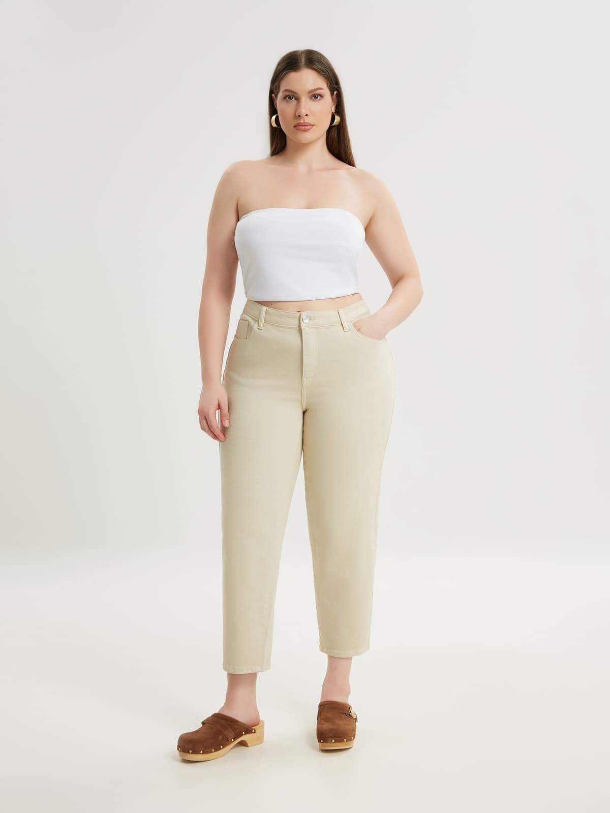 Women's Jeans Mat Fashion Beige