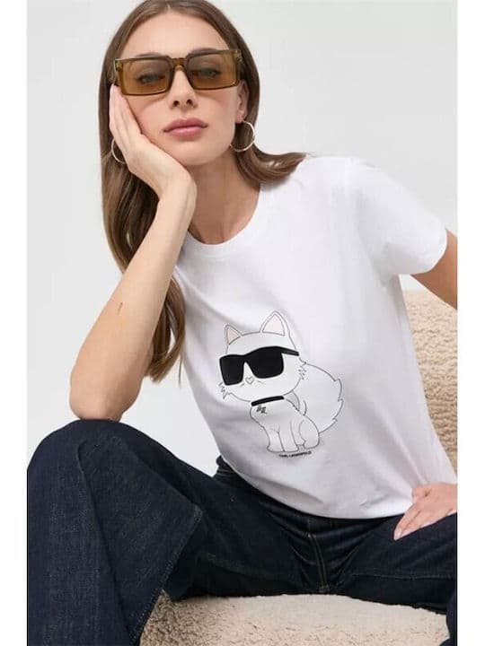 Γυναικείο Ikonik 2.0 Choupette T-shirt Λευκό Karl Lagerfeld 230W1703-100 WHITE