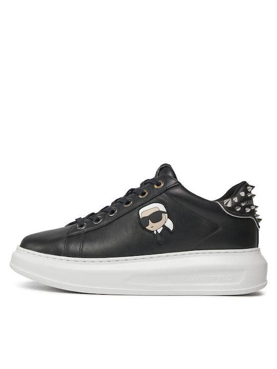 Γυναικεία Δερμάτινα NFT Stud Tab Sneakers Μαύρα Karl Lagerfeld KL62529N-000 BLACK