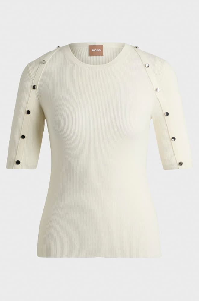 Γυναικεία Famistosa Πλεκτή Μπλούζα Εκρού Boss 50493911-118