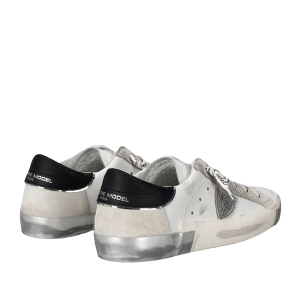 Γυναικεία Δερμάτινα Prsx Low-Top Sneakers Λευκά Philippe Model PRLDMA02-BLANC ARGENT