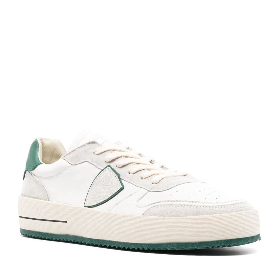 Ανδρικά Δερμάτινα Nice Sneakers Λευκά Philippe Model VNLUWX07-BLANC VERT