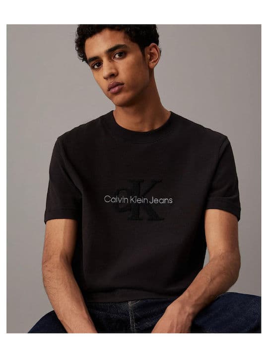 Ανδρικό Chenille Monologo T-shirt Μαύρο Calvin Klein J30J326158-BEH