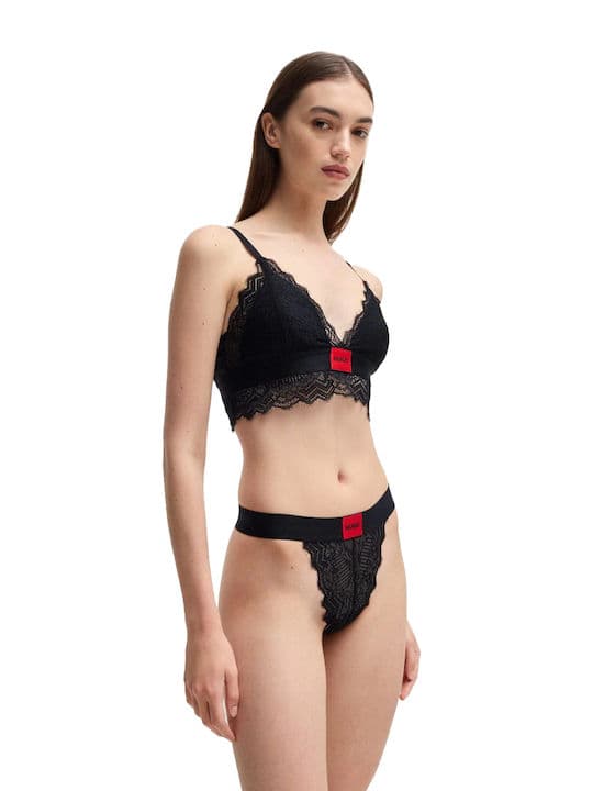 Γυναικείο Triangle Padded Lace Σουτιέν Μαύρο Hugo 50502786-002