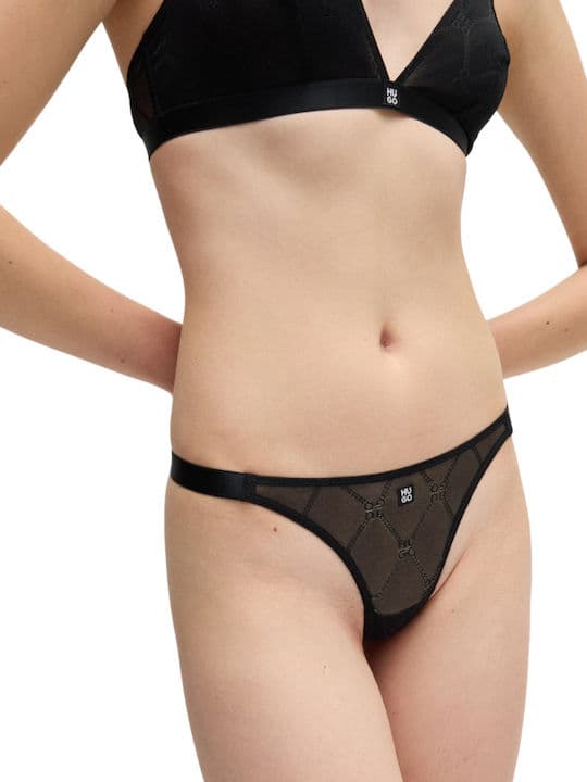 Γυναικείο Sporty Lace Στρινγκ Μαύρο Hugo 50527150-001