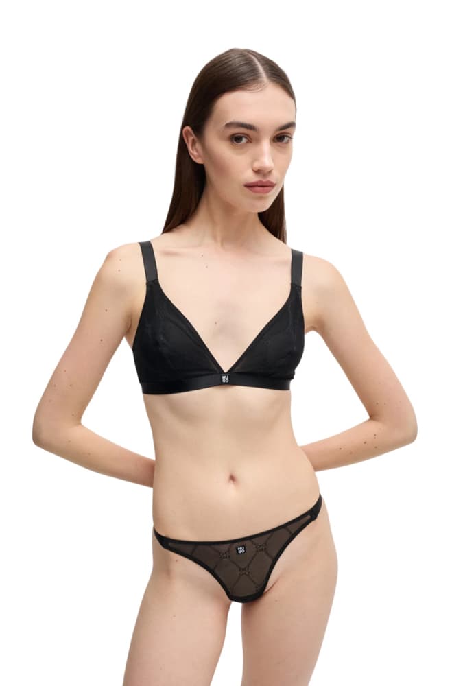 Γυναικείο Triangle Sporty Lace Σουτιέν Μαύρο Hugo 50527185-001
