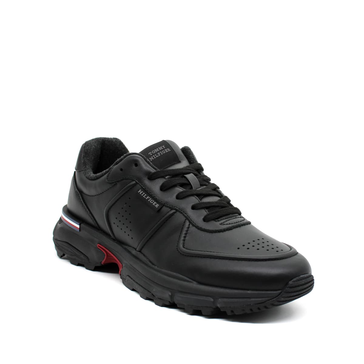 Ανδρικά Δερμάτινα Runner Sneakers Μαύρα Tommy Hilfiger FM0FM05277-BDS