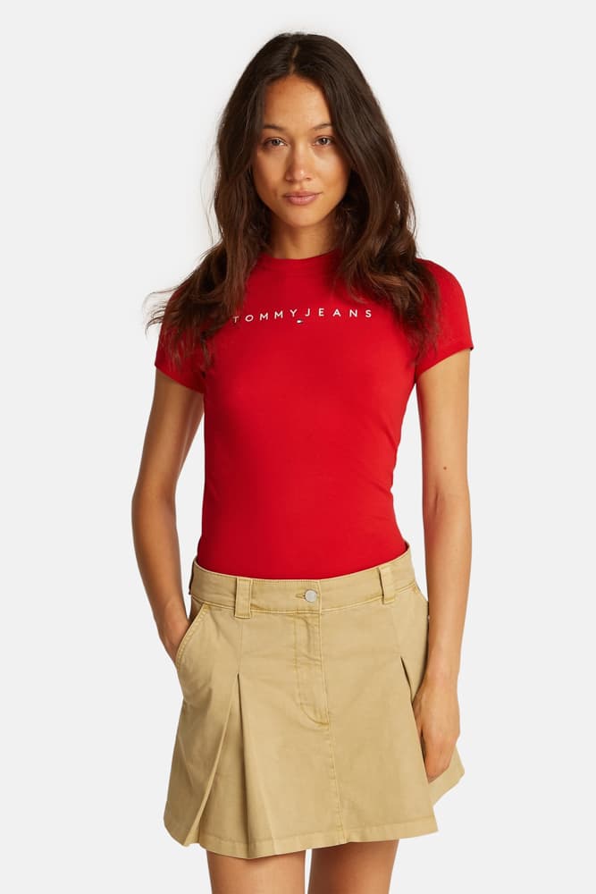 Γυναικείο Slim Linear T-shirt Κόκκινο Tommy Jeans DW0DW18398-XME