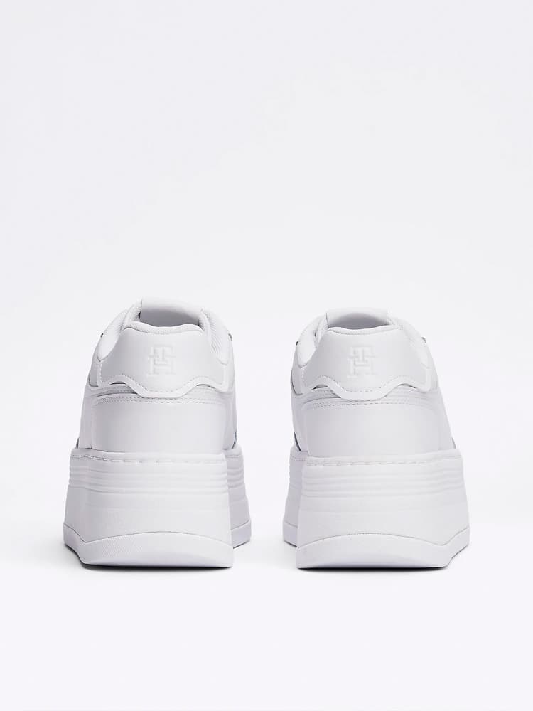 Γυναικεία Δερμάτινα Platform Lux Court Sneakers Λευκά Tommy Hilfiger FW0FW08379-YBS