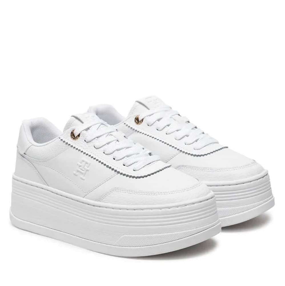 Γυναικεία Δερμάτινα Platform Lux Court Sneakers Λευκά Tommy Hilfiger FW0FW08379-YBS