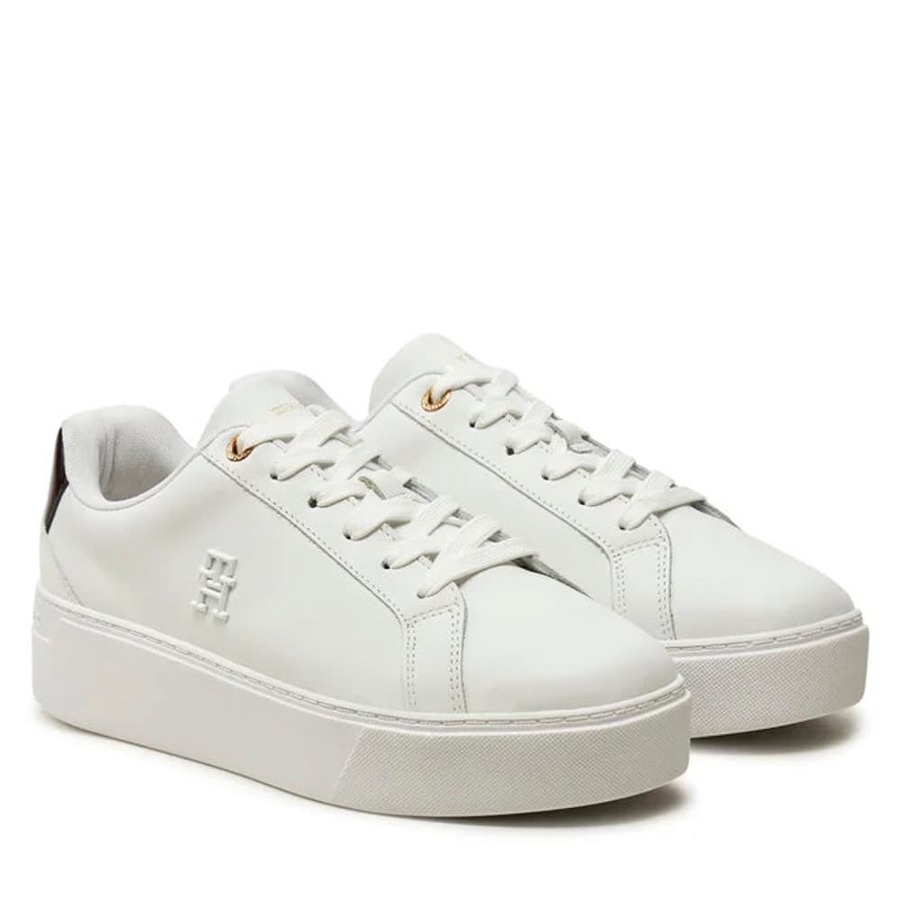 Γυναικεία Δερμάτινα TH Platform Court Sneakers Λευκά Tommy Hilfiger FW0FW08614-YBS
