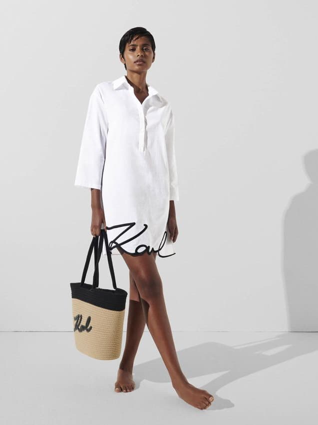 Γυναικείο DNA Signature Beach Φόρεμα Λευκό Karl Lagerfeld 240W2205-100 WHITE