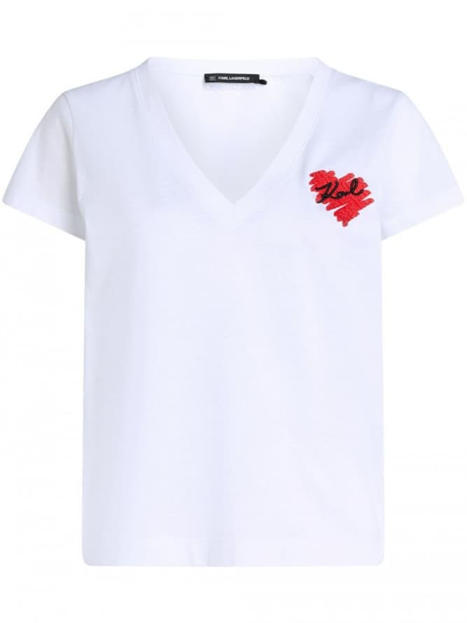 Γυναικείο Hearts T-shirt Λευκό Karl Lagerfeld A1W17116-100 WHITE