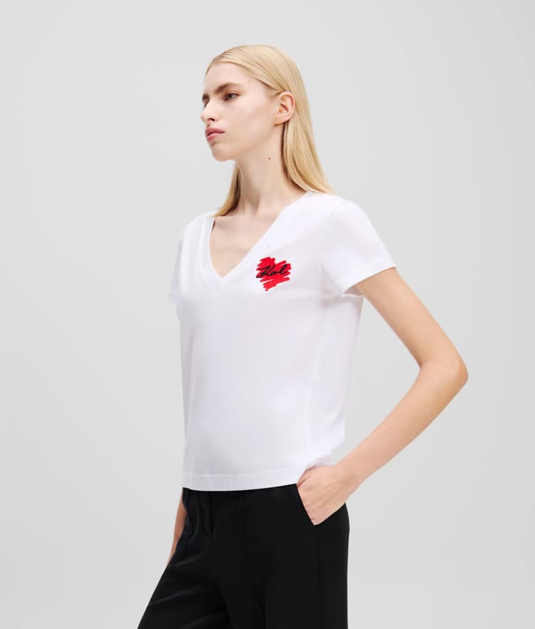 Γυναικείο Hearts T-shirt Λευκό Karl Lagerfeld A1W17116-100 WHITE