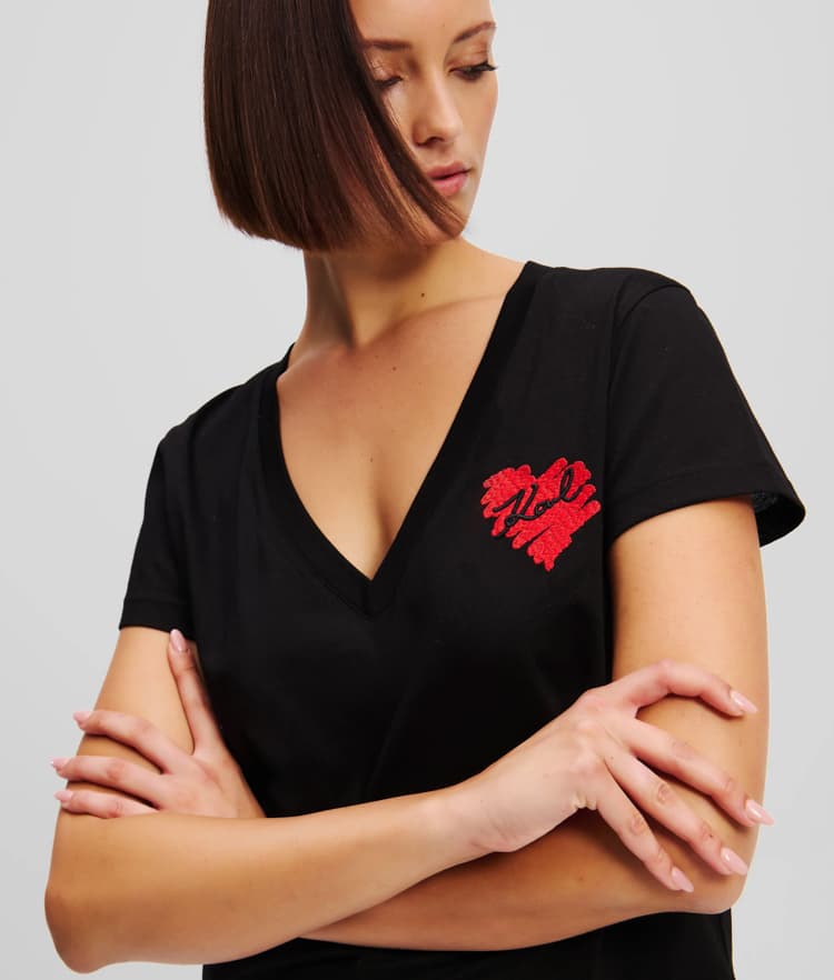 Γυναικείο Hearts T-shirt Μαύρο Karl Lagerfeld A1W17116-999 BLACK