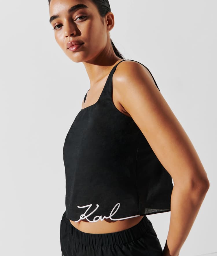 Γυναικείο Signature Crop Top Μαύρο Karl Lagerfeld A1W46037-999 BLACK