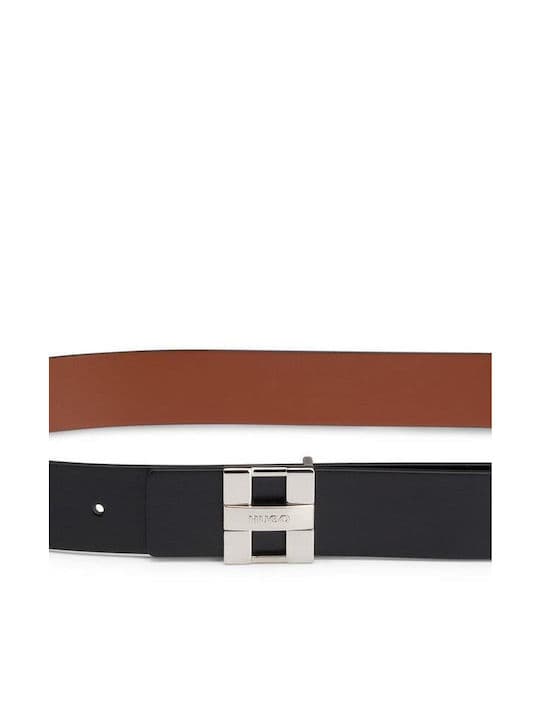 Γυναικεία Δερμάτινη Zita Ζώνη Διπλής Όψεως Μαύρη/Καφέ Hugo 50503448-002