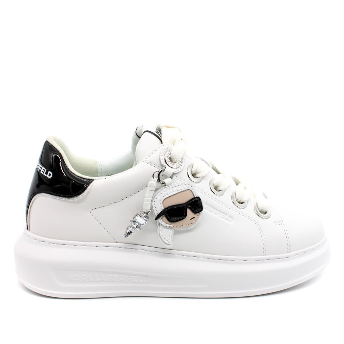 Γυναικεία Δερμάτινα Twin Pendant Sneakers Λευκά Karl Lagerfeld KL62576T-011 WHITE LTHR