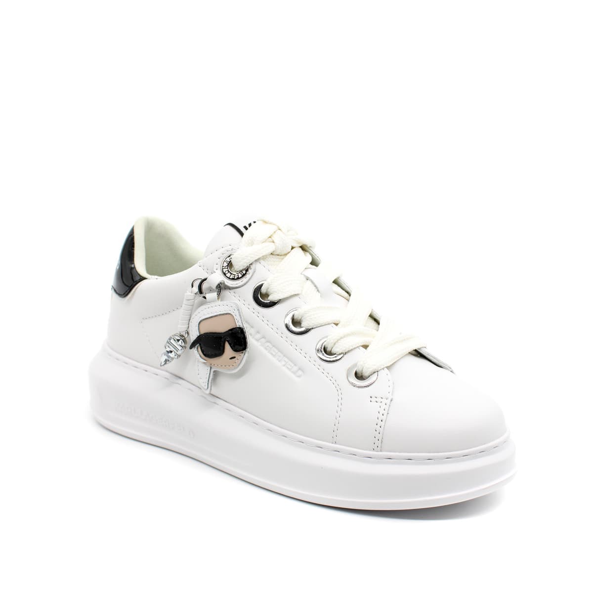 Γυναικεία Δερμάτινα Twin Pendant Sneakers Λευκά Karl Lagerfeld KL62576T-011 WHITE LTHR
