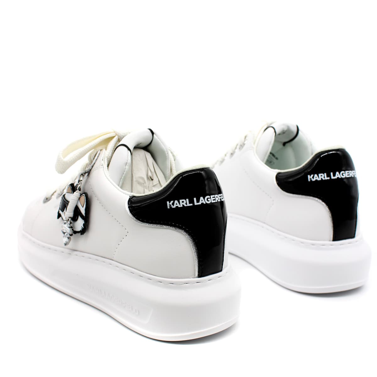 Γυναικεία Δερμάτινα Twin Pendant Sneakers Λευκά Karl Lagerfeld KL62576T-011 WHITE LTHR