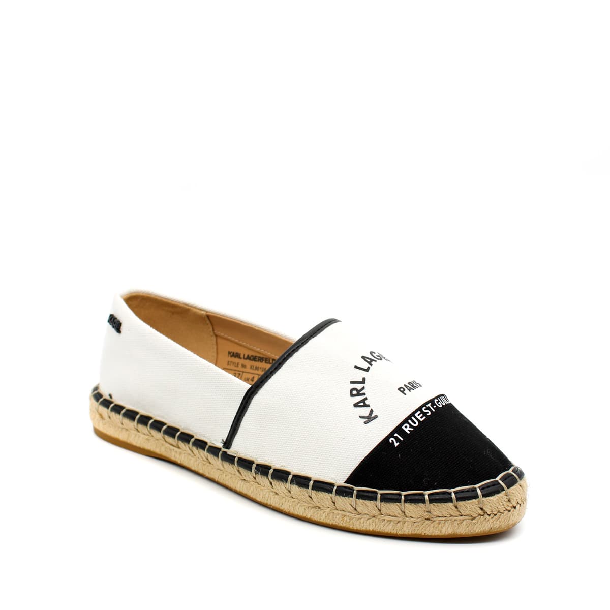 Γυναικείες Maison Εσπαντρίγιες Λευκές Karl Lagerfeld KL80108-910 WHITE CANVAS w/BLACK