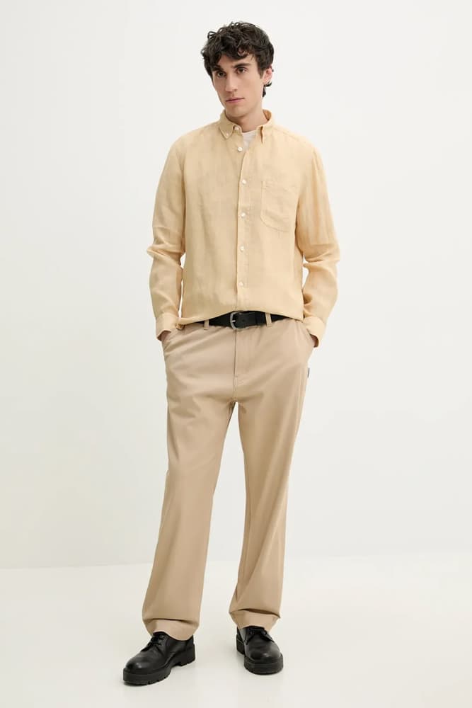 Ανδρικό Λινό Ermann Πουκάμισο Μπεζ Hugo 50514162-285