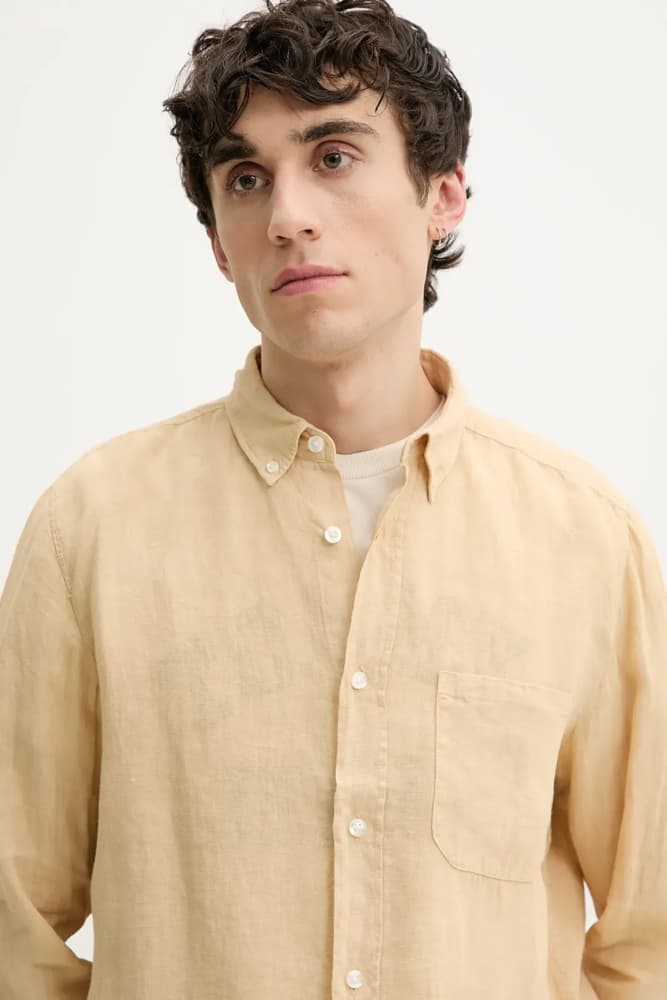 Ανδρικό Λινό Ermann Πουκάμισο Μπεζ Hugo 50514162-285