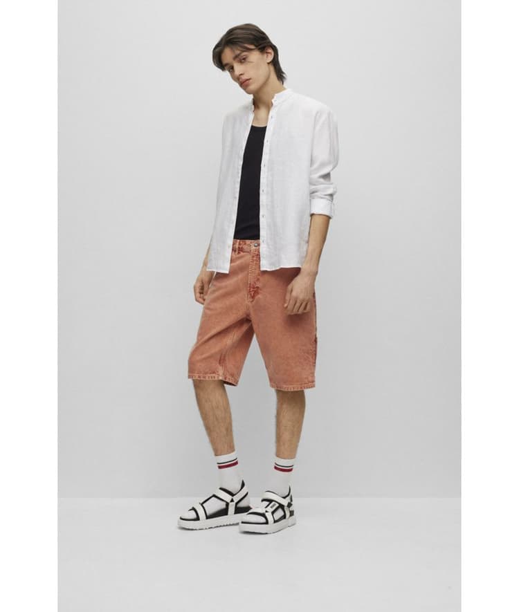 Ανδρικό Elvory Λινό Πουκάμισο Λευκό Hugo 50490740-199