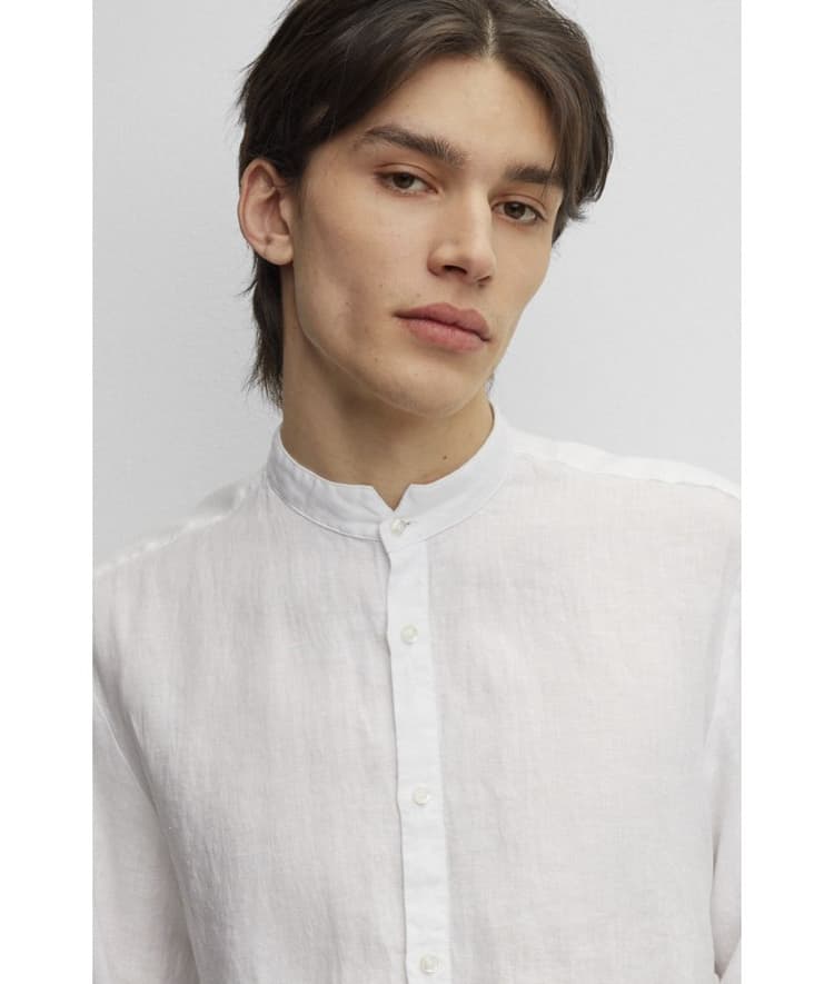 Ανδρικό Elvory Λινό Πουκάμισο Λευκό Hugo 50490740-199