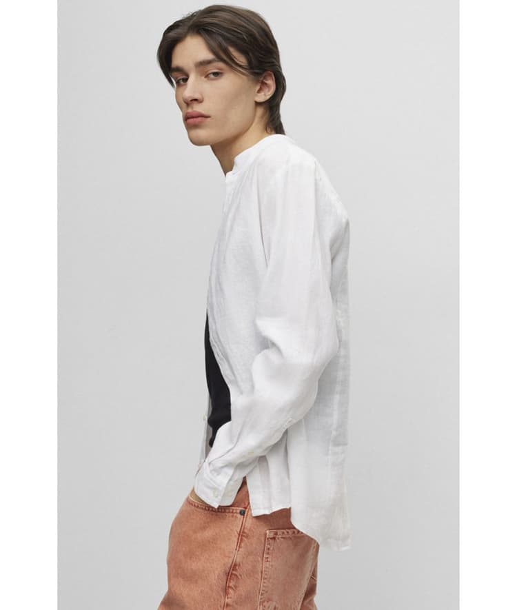 Ανδρικό Elvory Λινό Πουκάμισο Λευκό Hugo 50490740-199