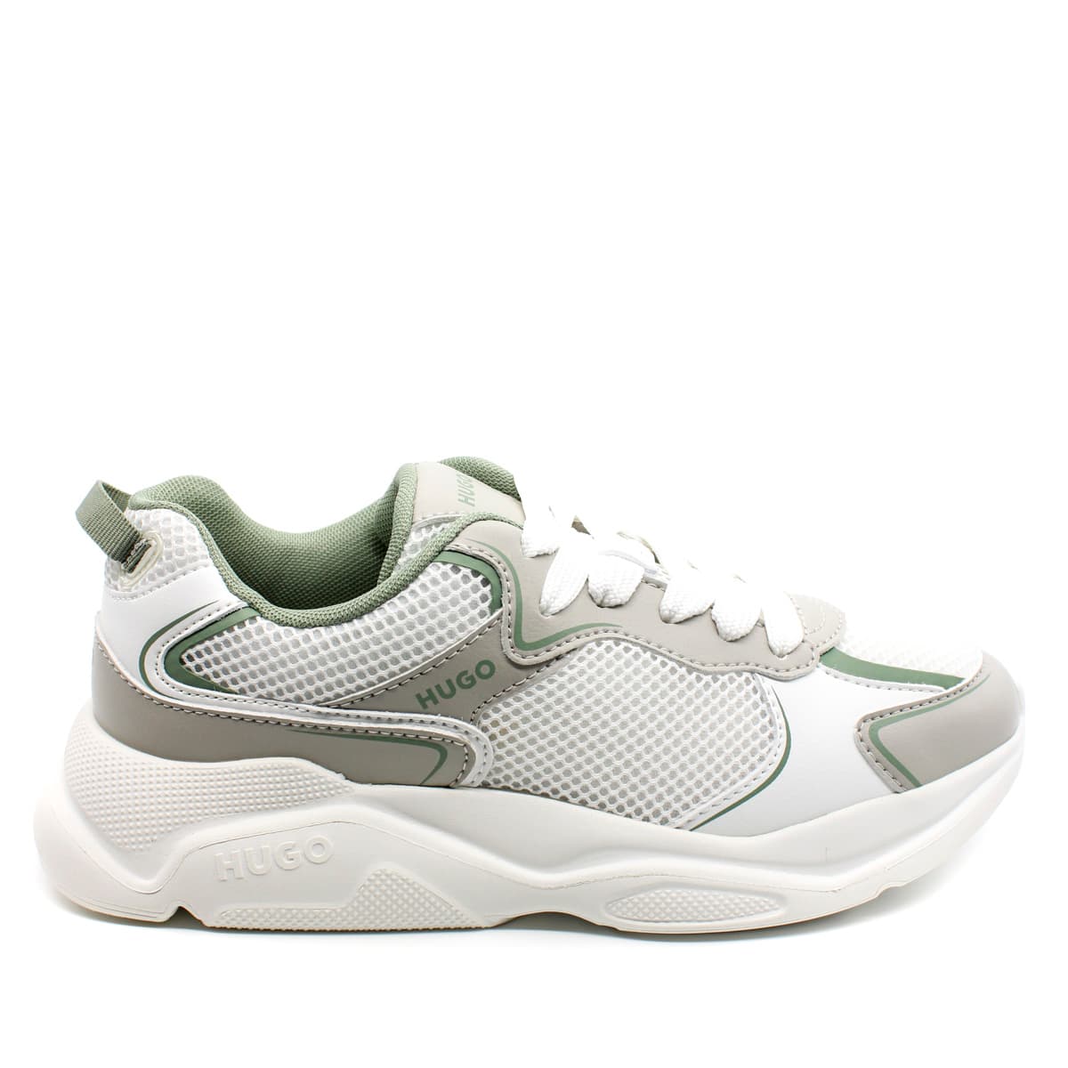 HUGO ΠΑΠΟΥΤΣΙΑ SNEAKERS LEON_RUNN_MEPU LOGO ΛΕΥΚΟ-ΜΠΛΕ