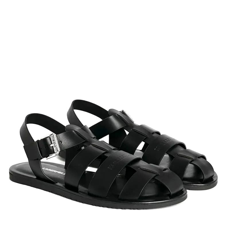 Ανδρικά Δερμάτινα Σανδάλια Μαύρα Karl Lagerfeld KL70223-000 BLACK