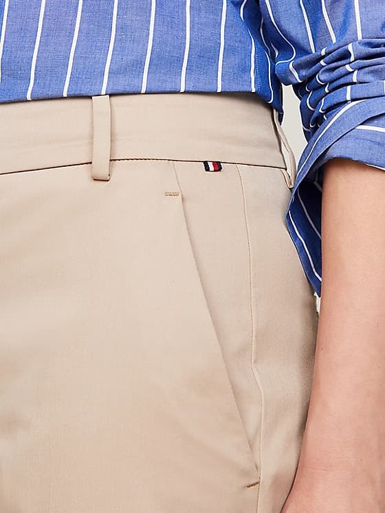 Γυναικείο Slim Straight Παντελόνι Μπεζ Tommy Hilfiger WW0WW40504-AEG