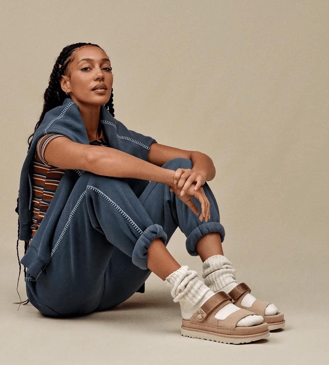 Goldenstar Glide Suede Leather Sandals Women Ugg