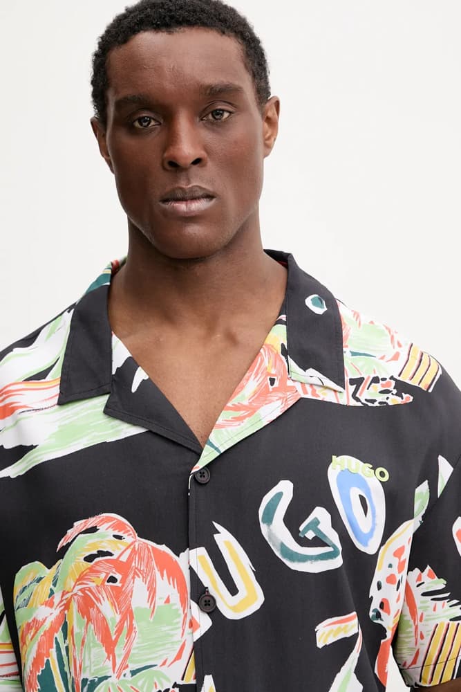 Ανδρικό Κοντομάνικο Πουκάμισο Μαύρο Hugo 50540065-004