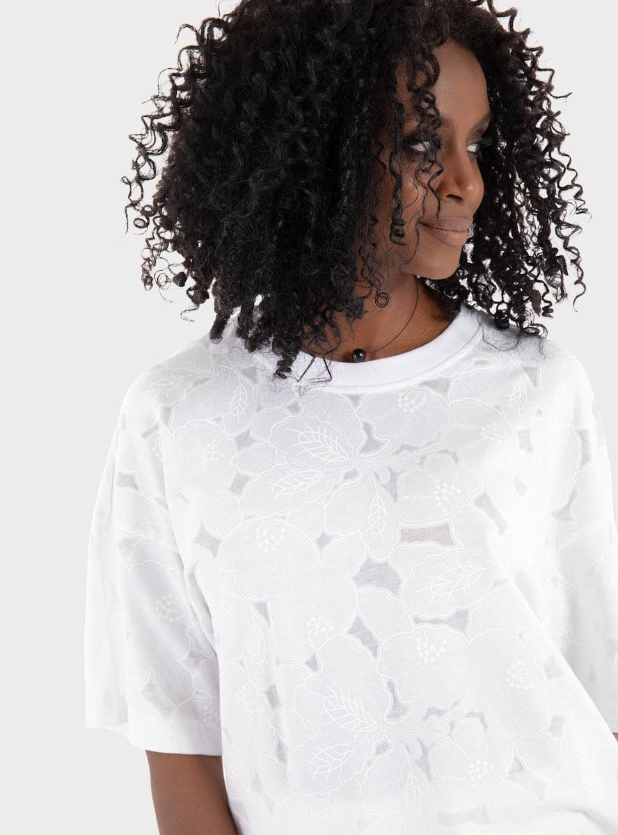 Γυναικείο Easie Burnout T-Shirt Λευκό Boss 50537595-100