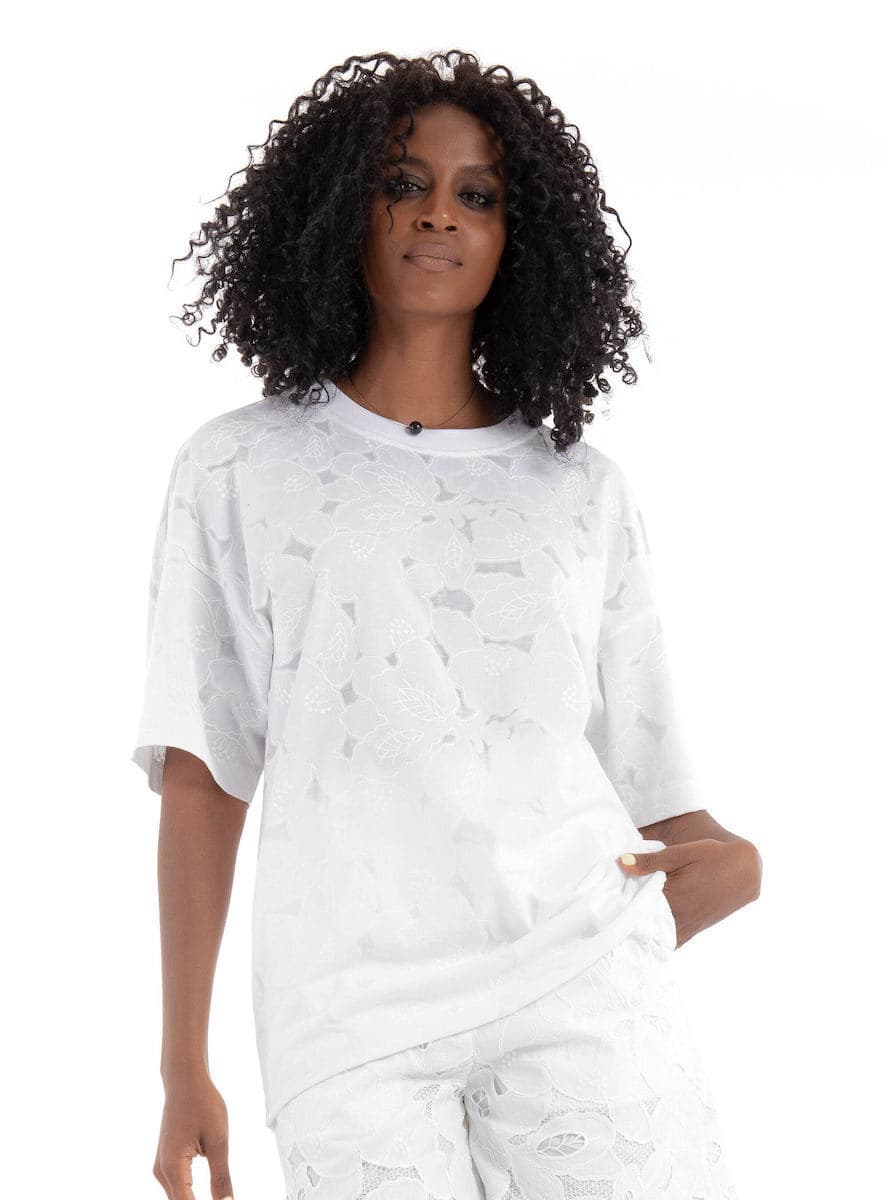 Γυναικείο Easie Burnout T-Shirt Λευκό Boss 50537595-100