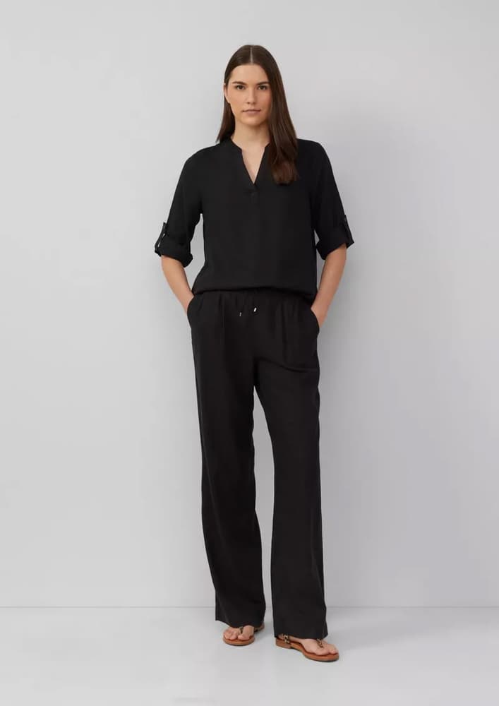 Γυναικείο Λινό Παντελόνι Μαύρο S.Oliver 2164286-9999