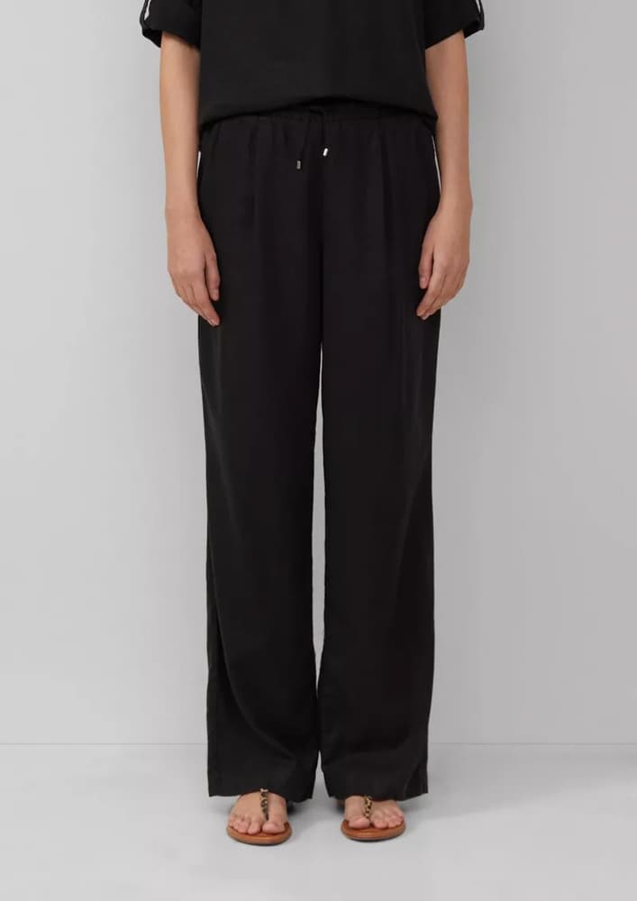 Γυναικείο Λινό Παντελόνι Μαύρο S.Oliver 2164286-9999