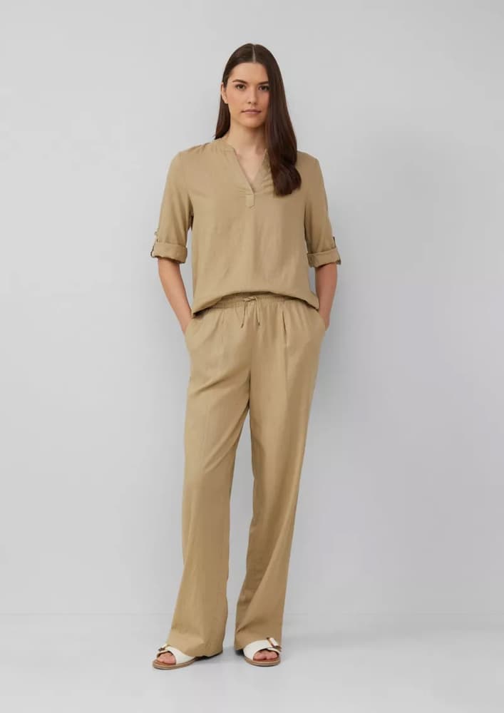 Γυναικείο Λινό Παντελόνι Μπεζ S.Oliver 2164286-8363