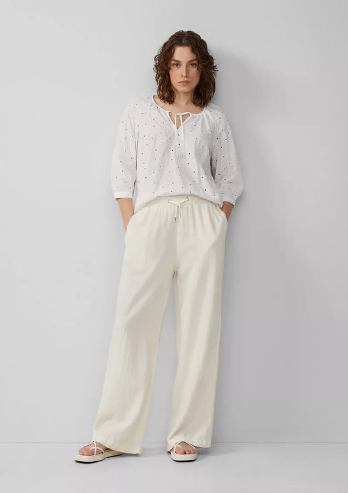 Γυναικείο Λινό Παντελόνι Εκρού S.Oliver 2162961-0200