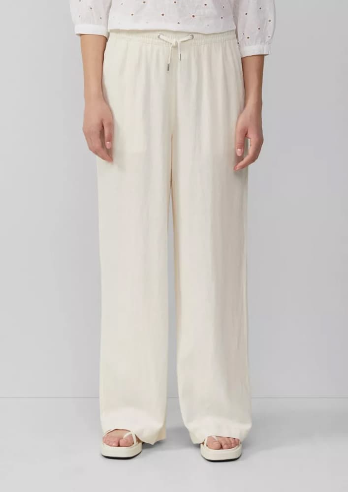 Γυναικείο Λινό Παντελόνι Εκρού S.Oliver 2162961-0200