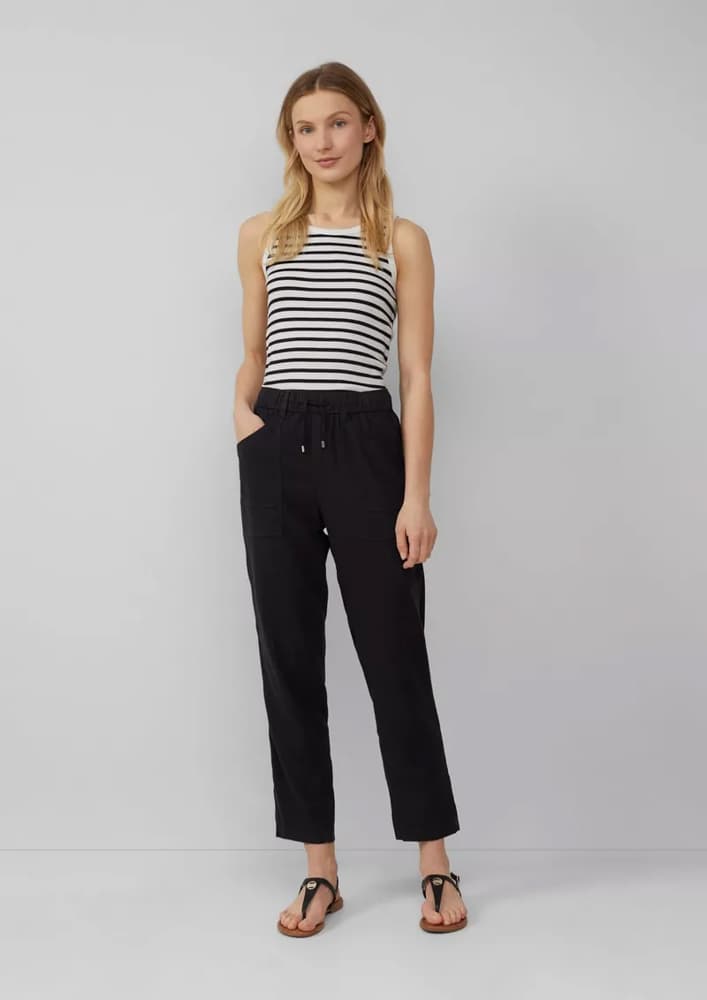 Γυναικείο Λινό Παντελόνι Μαύρο S.Oliver 2164288-9999