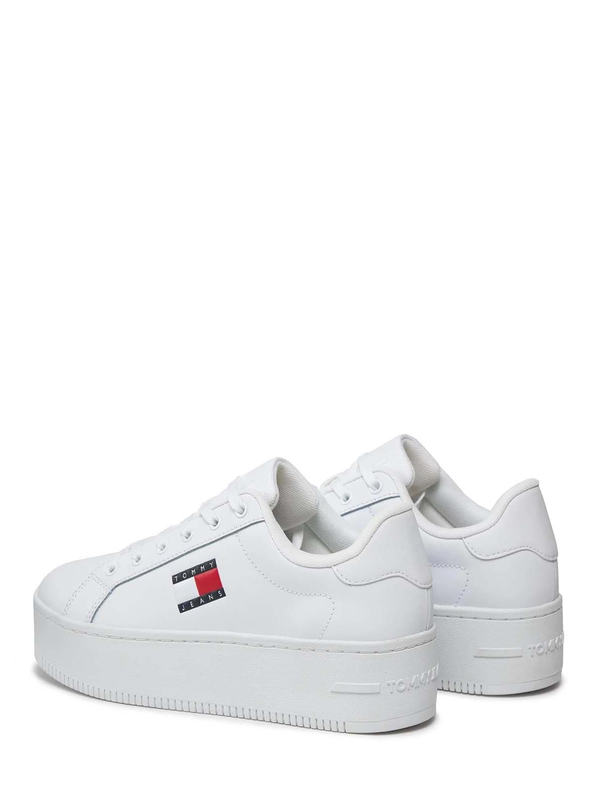 Γυναικεία Δερμάτινα Flatform Sneakers Λευκά Tommy Jeans EN0EN02932-YBS