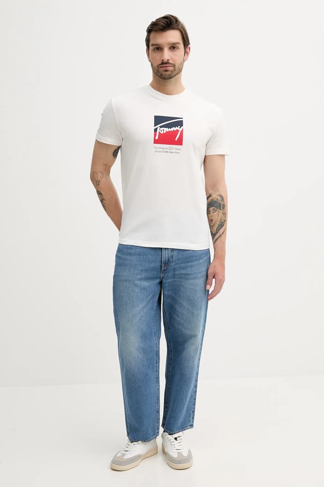 Ανδρικό T-shirt Λευκό Tommy Jeans DM0DM21940-YBL